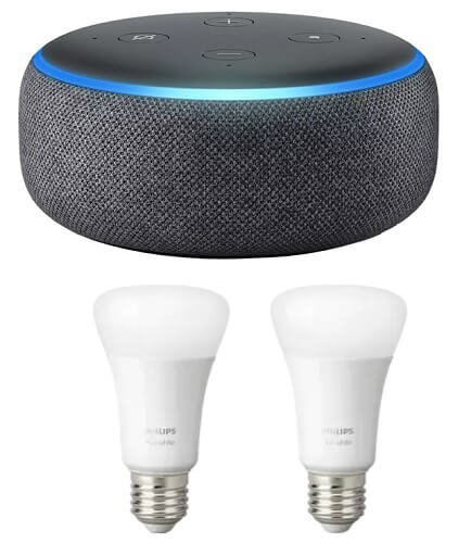 Amazon Echo Dot 3. Generation samt 2x Philips Hue Lampen
