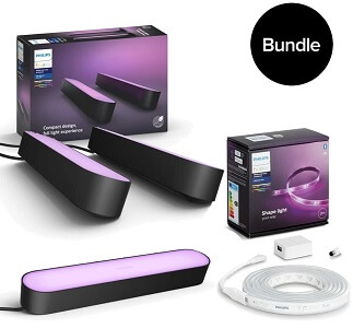 Drei Philips Hue Play Lightbars und Lightstrip Plus
