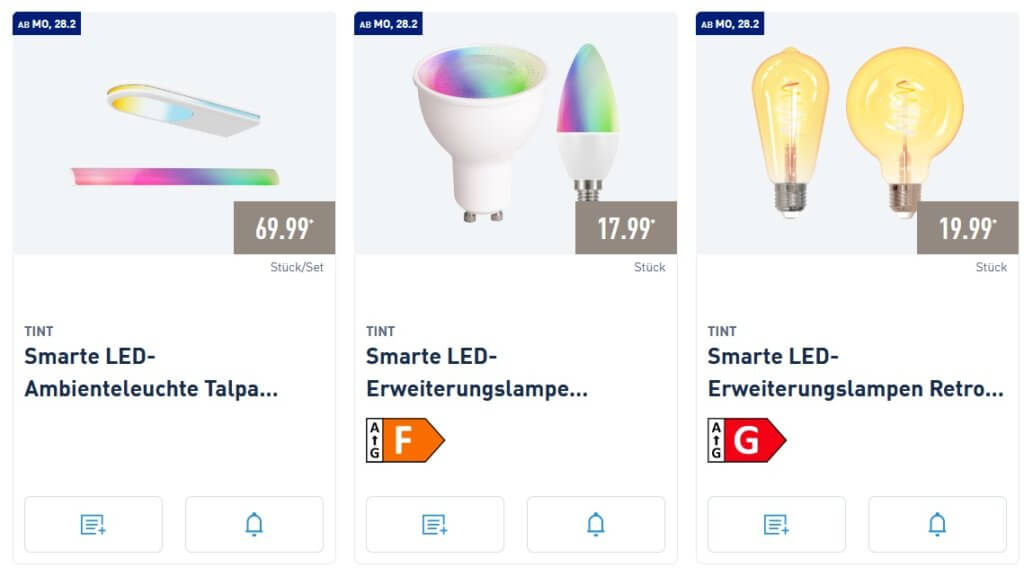 Ab 28.02. wieder MüllerLicht tint Lampen bei AldiNord im Angebot