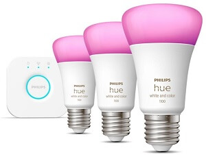 Philips Hue 3er Set E27 samt Bridge