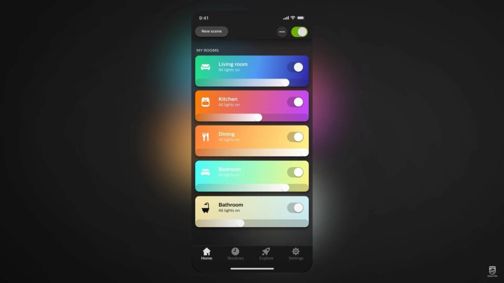 Philips Hue App Bereiche