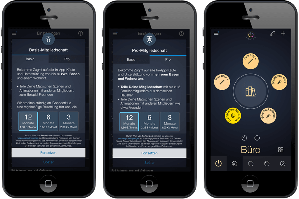 IConnectHue mit Basic und Pro Abo Modell